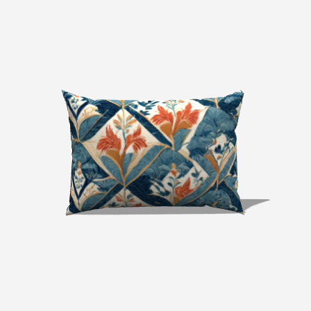 Azure Blossom Lumbar Pillow