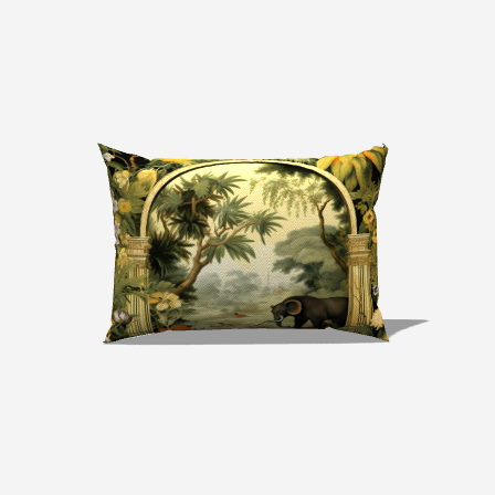 Jungle-themed lumbar pillow with a lush design, bringing a refreshing and vibrant touch to your home decor.
