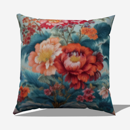 Elegant throw pillow featuring a vibrant floral print, adding a touch of color and style to any living space.