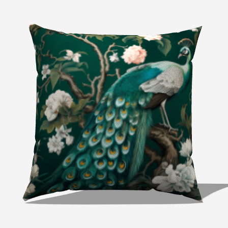 Floral Peacock Throw Pillow - My Fanciful